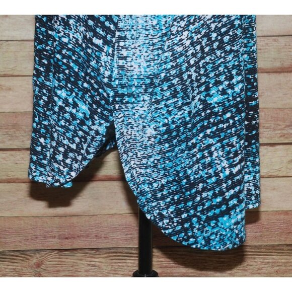 Woman Within Knit Top Short Sleeve Stretch Size 1X 22W 24W Aqua & Black Print - Picture 5 of 11